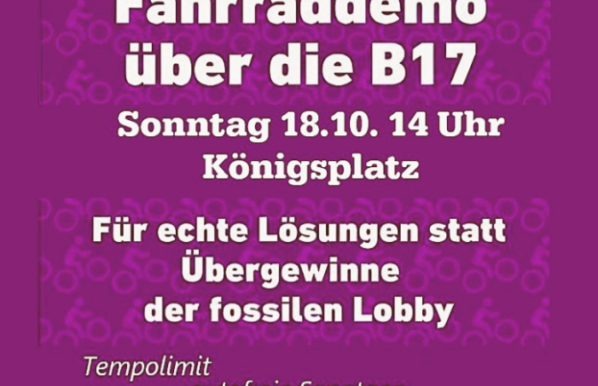 Fahrraddemo auf der B17 "autofreier Sonntag"