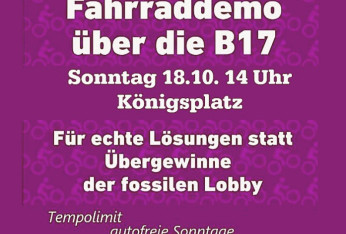 Fahrraddemo auf der B17 "autofreier Sonntag"